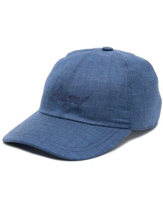 Brioni Honkbalpet met geborduurd logo - Blauw