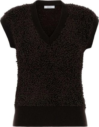 Ferragamo V-hals Boucl&eacute; Top - Heren - Spencers - Bruin - S - Katoen - Truien & Vesten
