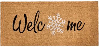 Beliani Felpudo De Fibra De Coco Con Motivo Navide&ntilde;o Antideslizante 55 X 120 Cm Natural Balanacan