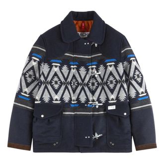 Fay 4 Ganci Jacquard Desertcode Archive Jacket - Heren - Jassen - Blauw - Maat: L Wol