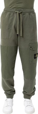 Stone Island Broeken, Heren, Groen, L, Katoen, Katoenen joggingbroek met embleem