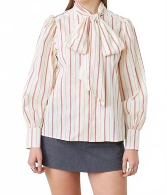 Suncoo Lips Long Sleeve Stripe Top In Rouge