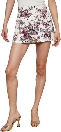 L'agence Cyra Leopard Butterfly Print Cotton Miniskirt in White Multi Lrg Butterfly Jngl at Nordstrom, Size 12