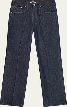 Auralee Mens Indigo Wash Hard-Twist Denim Jeans