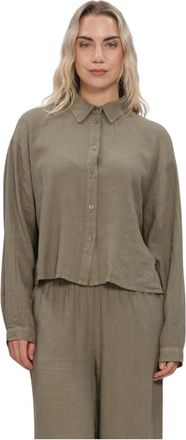 Simple Paloma Blouse - Dames - Overhemden - Groen - L - Linnen - Overhemden