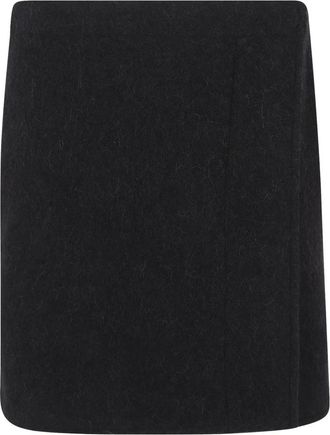 Christophe Lemaire Felted Wrapover Miniskirt - Dames - Korte rokken - Zwart - XS - Katoen - Rokken