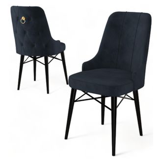 Dmora Silla Cressa, 6 Sillas, Acolchado, Peso Soportado 120 Kg, Negro