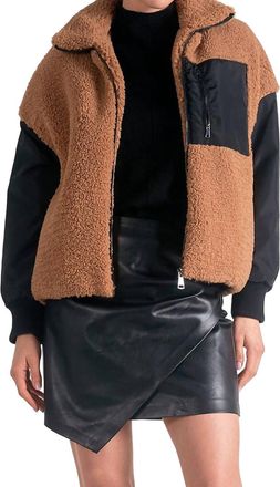 Elan Zoe Faux Fur Jacket In Dark Tan