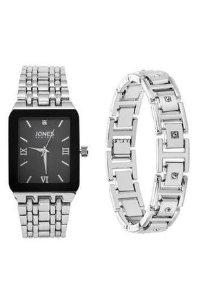 Jones New York Three-Hand Quartz Mesh Strap Watch & ID Bracelet Set in Silver at Nordstrom Rack