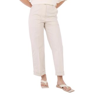 Moncler Ladies Natural Logo Patch Straight Leg Pants, Brand Size 40 (US Size 2)