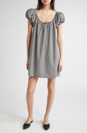 D&ocirc;en Julia Gingham Cotton Shirt Dress in Noir La Maddalena Gingham at Nordstrom, Size X-Large