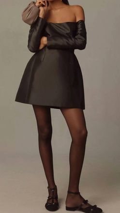 Hutch Long Sleeve Off-The-Shoulder Mini Dress In Black