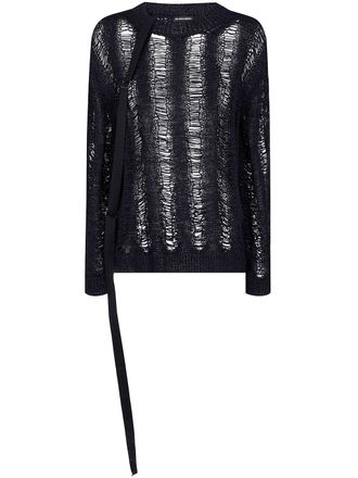 Ann Demeulemeester Cilla Ladder Stitch Boat Neck Oversize