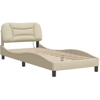 vidaXL Estructura De Con Led Sin Colch&oacute;n Tela Crema 90x190 Cm Vidaxl