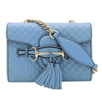 Gucci Pre-owned Micro Guccissima Leder Ketting Schoudertas - Dames - Pre-owned - Blauw - Maat: ONE Size Leer