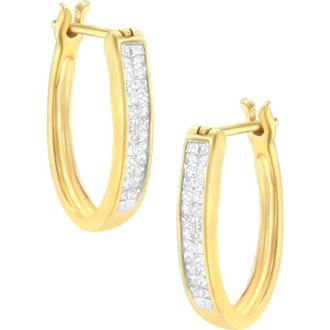 House of Brilliance 10K Yellow Gold 1/2 Ct Invisible Princess Hoop Earrings at Nordstrom