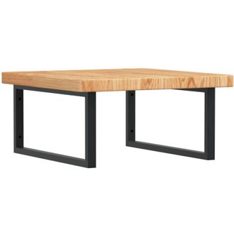 vidaXL Vidaxl - Estante De Lavabo De Pared De Acero Y Madera Maciza De Roble