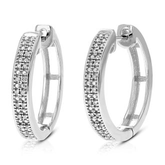 Vir Jewels 1/6 cttw Lab Grown Diamond Hoops Earrings in Sterling Silver With Hidden Post For Women