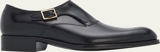 Tom Ford Mens Edgar Burnished Leather Monk-Strap Loafers