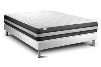 VITALIT Vitalit - Somier Blanco + Colch&oacute;n Con Muelles Y Viscoel&aacute;stica 160 X 190