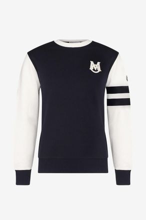 Moncler Zweifarbiges Rundhals-Sweatshirt mit Streifen und Logo