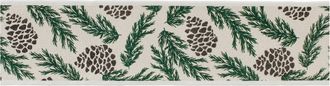 Melrose International Pine and Pinecone Cotton Wired Ribbon 4 x 5yds - White, Green
