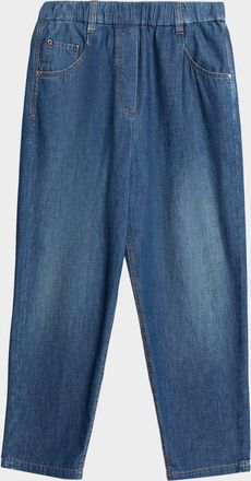 Brunello Cucinelli Super Lightweight Denim Tapered-Leg Ankle Jeans