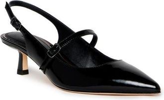 Paige Maggie Slingback Pointed Toe Pump in Black Patent at Nordstrom, Size 8.5