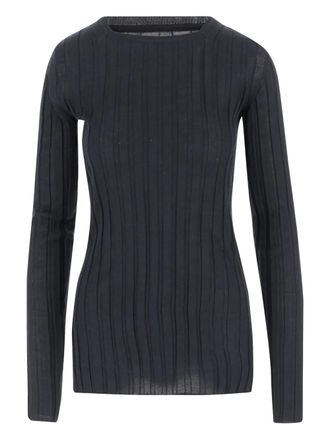 Carven ribbed crew-neck sweater - women - Fabric - S - Blue