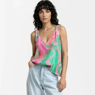 La Redoute Collections Bedrukte top met V-hals en bandjes