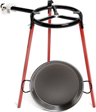 Vaello la Valenciana Edm - Set Paellera Pulida &Oslash;38 Cm Con Tr&iacute;pode Y Quemador De Gas 300 Mm