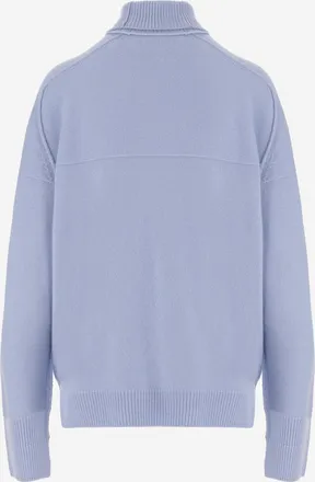 Carven Womens Turtleneck Cashmere Sweater Light Blue