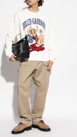 Dolce & Gabbana Sweatshirt With Patch, Mens, White