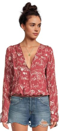 Free People Everythings Rosy Bodysuit In Western Print