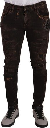 Dolce & Gabbana Slim-fit Jeans - Heren - Slim Fit Jeans - Bruin - M - Katoen - Jeans
