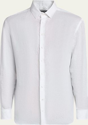 Giorgio Armani Mens Classic Solid Linen Sport Shirt