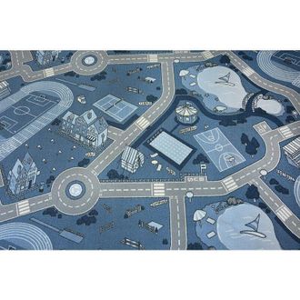 RugsX Moqueta Antideslizante Infantil Street Azul Blue 100x400 Cm