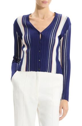 Theory Berk Rib Cardigan in Navy Multi at Nordstrom, Size Medium