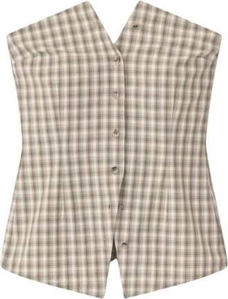 Nanushka Brites Tops - Dames - Gillet - Beige - XS - Katoen - Kostuums