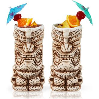 Viski Pacific High Tide Tiki Mugs Set of 2 in White at Nordstrom