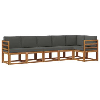 vidaXL Conjunto De Sof&aacute;s De Exterior 6 Pcs Natural Y Antracita Vidaxl