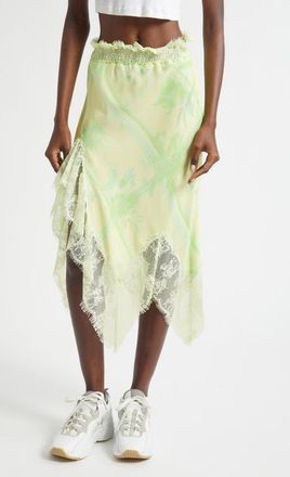 Collina Strada Asymmetric Crepe Midi Skirt in Lemon Picnic at Nordstrom, Size Medium