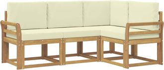 vidaXL Conjunto De Sof&aacute;s De Exterior 4 Uds. Blanco Y Crema Vidaxl