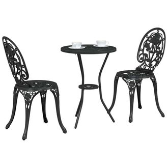 Berkfield Home Classic 3 Piece Garden Bistro Set Black Cast Aluminium