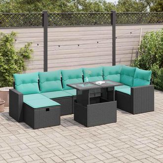 vidaXL Vidaxl Set Divano Da Giardino 8pz Con Cuscini Grigio Polyrattan Acacia