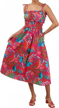 Sugarlips Cactus Blossom Midi Dress In Fuchsia Blue Multi