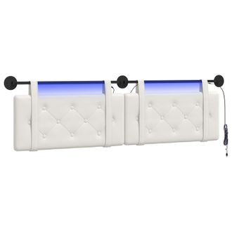 vidaXL Cabecero Colgante Con Luz Led Blanco Cuero Sint&eacute;tico Vidaxl