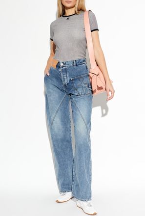 Courr&egrave;ges Top With Houndstooth Pattern, Womens, Black