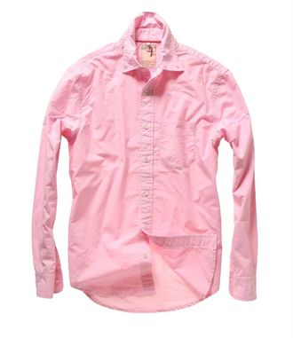 Relwen Mens Yarn-Dyed Poplin Shirt In Pink