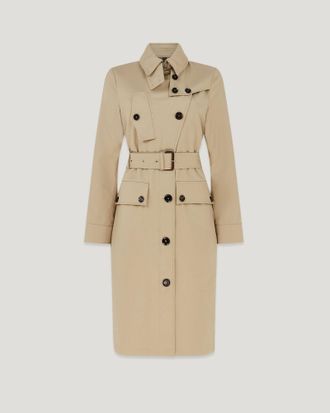 Belstaff Tt Trench Coat Womens Stormcoat Gabardine Light Sand Size UK 10